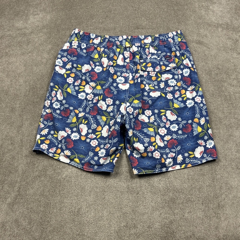 JOHNNIE-O Floral Mesh Lined Swim Shorts Mens Large 9" Art Vacation Blue Stretch - Picture 6 of 10